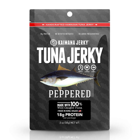 Kaimana Wild-Caught Ahi Tuna Jerky - Peppered, 2oz, Rich in Omega-3s &