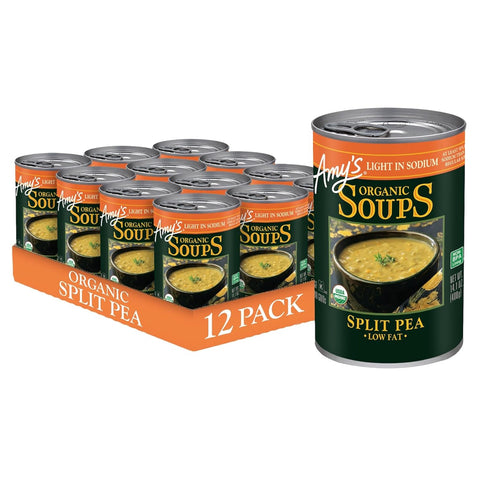 Amy's Soup, Vegan Split Pea Canned Soup, Light in Sodium, Gluten Free,
