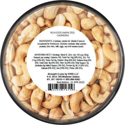 KIND Unsalted Roasted Cashews - Healthy Snack