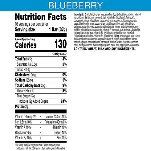 16 Pack Kellogg's Nutri - Grain Blueberry Cereal Bar