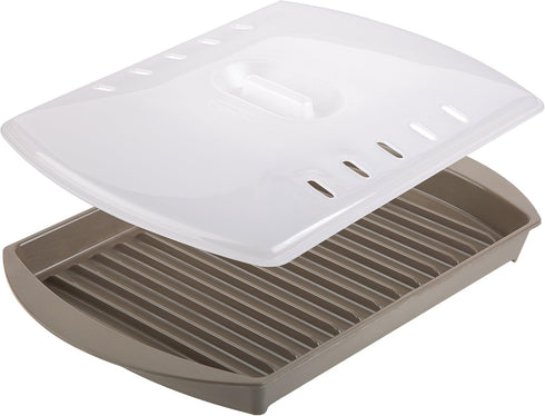 4-6 Frozen 10"L 7"W 2.25"H,Brown Prep Solutions by Progressive Microwave Small Bacon Grill with Vented Cover, Strips