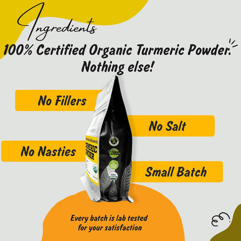 Organic Turmeric Powder (Curcumin) from India by Spice Profile, USDA Certified Organic, 4oz Resealable Pouch