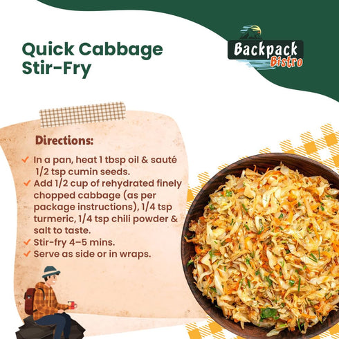 Backpack 8.8 oz (250 Backpacking Bistro Dehydrated Finely Chopped Cabbage g) | Ideal for Everyday, Camping Food