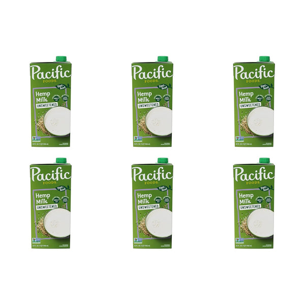 Pacific Foods Unsweetened Hemp Milk, Plant Based Milk, 32 oz Carton (Pack