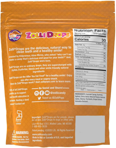 1.6 oz) Zolli Drops Sugar Free Candy with Xylitol, Dye-Free Lollipops - Keto & Diabetic-Friendly, Dentist-Approved