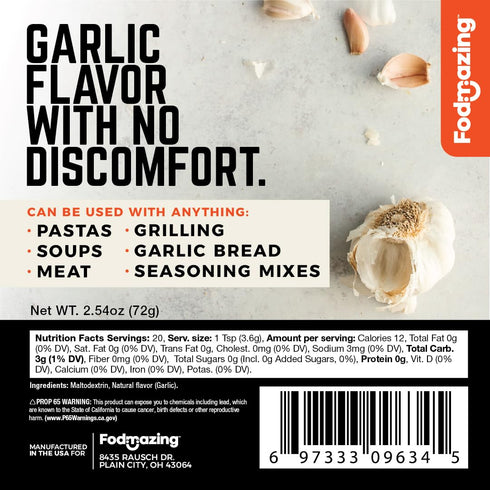 (20 Fodmazing Garlic Replacer Substitute, Low FodMap Garlic Replacement, IBS Friendly, Non-GMO, Fat-Free, Great