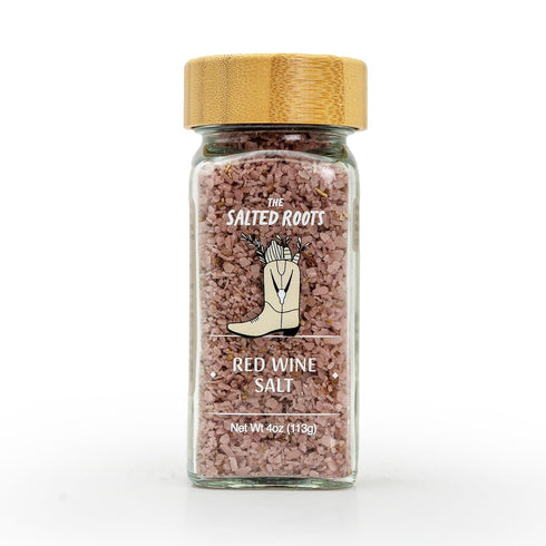 4oz The Salted Roots - Red Wine Salt - Bold & Smoky Seasoning - Infused with Red Wine, Peppercorn, Garlic & Lemon
