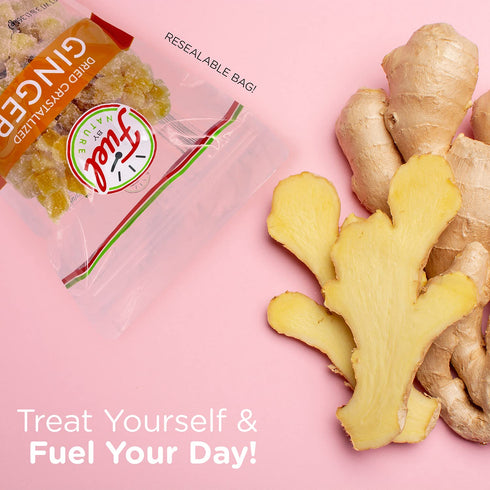 1lb Fuel by Nature Dried & Crystallized Ginger Healthy Snack, High Energy Treats for Snacking, Bulk Dried Candied