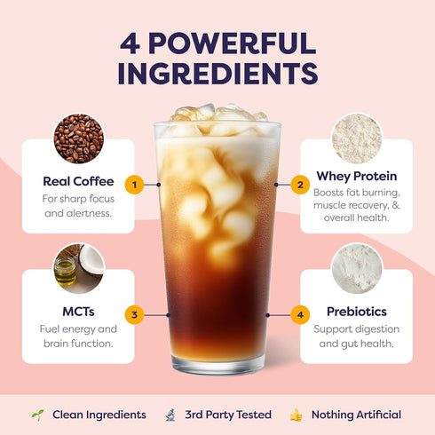 100% 80 20 Hazelnut Protein Iced Coffee - Premium Whey Protein & Instant Iced Coffees - Natural Cold Brew - Zero
