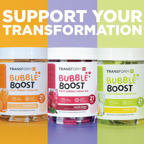 21 Packets TransformHQ Bubble Boost Fizzy Energy Drink Mix (Grape Soda Flavored)