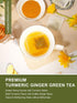 100 Count, TeeLux Ginger Turmeric Green Tea Bags, Smooth Steamed Green Tea with Spicy Ginger, Earthy Turmeric & Sweet
