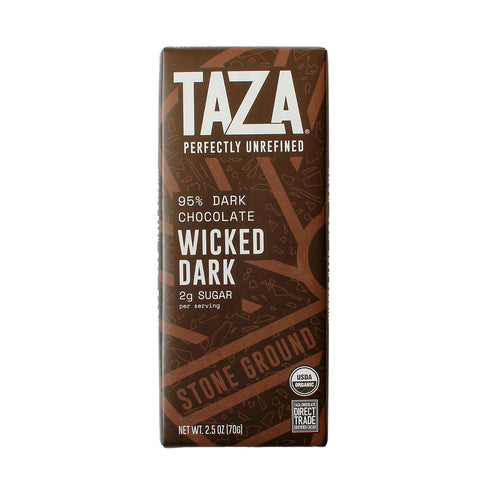 95% Pack 2.5 oz (4 count), Taza Chocolate Organic Wicked Dark Dark Bar Variety Bundle, Vegan