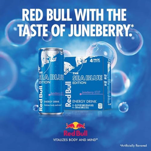 8.4 Oz 24 Pack Red Bull Sea Blue Edition Energy Drink, Fl Can