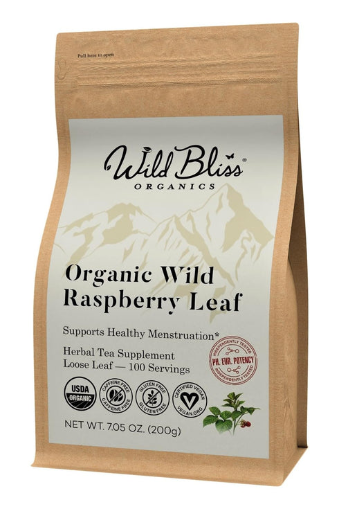 Wild Bliss Organic Red Raspberry Leaf Tea Pregnancy and Menstrual Support -