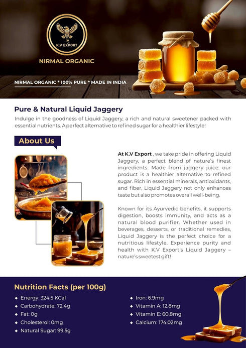K.V EXPORT Organic Liquid Jaggery