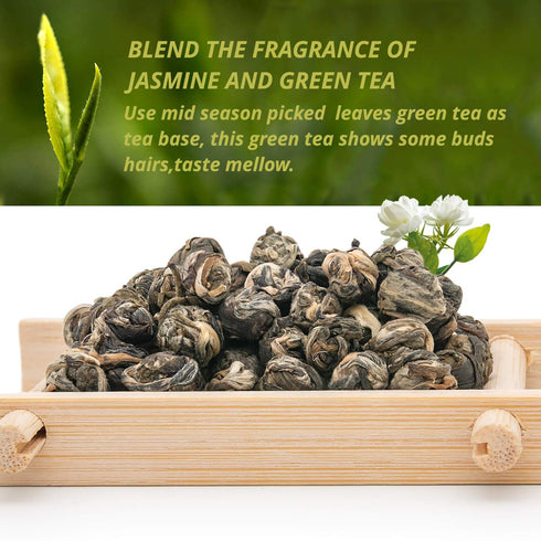 Oriarm 2025 Dragon Pearls Jasmine Green Tea, 250g (8.8 oz) Hand-Rolled Loose Leaf Tea Balls, Floral Aroma