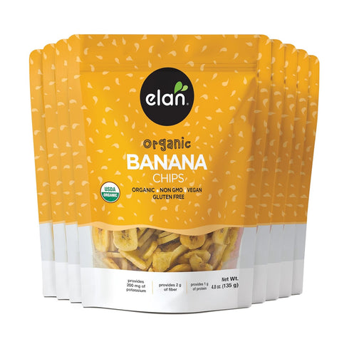 Elan Organic Banana Chips, Non-GMO, Vegan, Gluten-Free, Kosher, Sweetened with Organic Sugar,