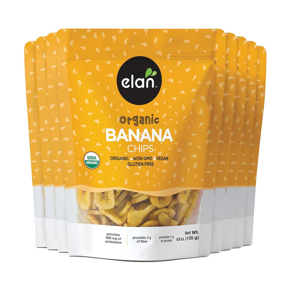 Elan Organic Banana Chips, Non-GMO, Vegan, Gluten-Free, Kosher, Sweetened with Organic Sugar,