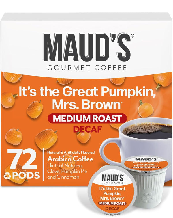 Maud's Decaf Pumpkin Spice Flavored Coffee Pods, 72 ct, Medium Roast Flavored