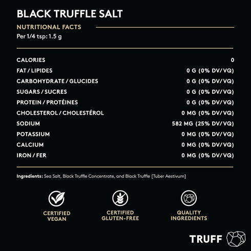 TRUFF Black Truffle Salt, Fine & Coarse Sea Salt, Dried Black Summer Truffles, Specialty Seasoning for Steaks & Popcorn