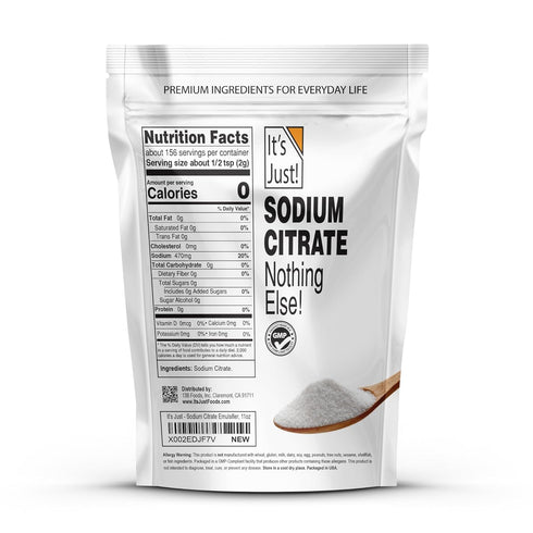 11oz It's Just - Sodium Citrate, Food Grade Thickener, Non-GMO, Cheese Sauce Emulsifier, Spherification, Preserve