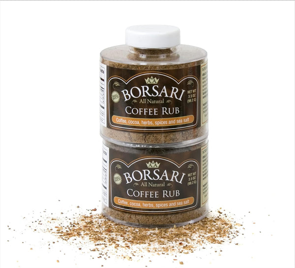Borsari Coffee Rub Seasoning, 2-Shaker Gift Set, 3.5 oz, Pack of 2