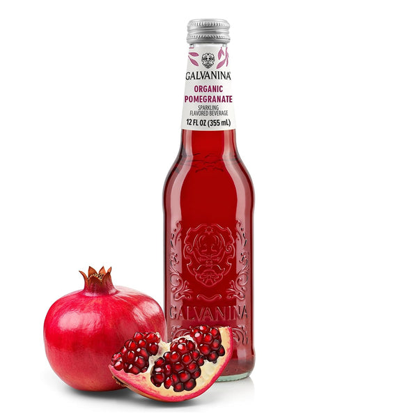 Galvanina Pomegranate Premium Organic Italian Sparkling Soda, 12 fl oz Glass Bottle