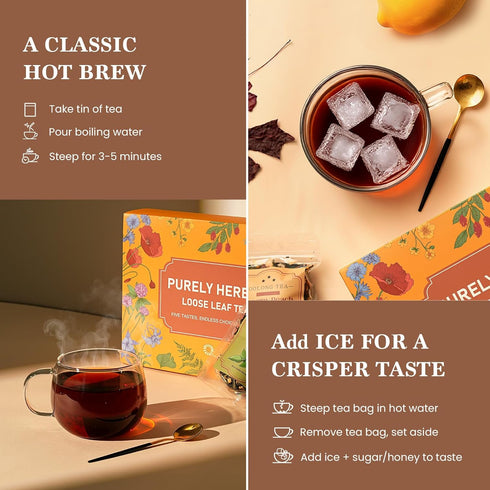 Solisleaf Set 5 80 Loose Leaf Tea Sampler Assorted Flavored Tea Gift Natural Blends Relieving Stress & Great Gift