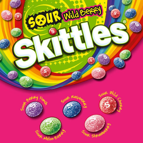 Skittles 1.8 Oz Pack, 24 Count SOURS Wild Berry Sour Candy Bag