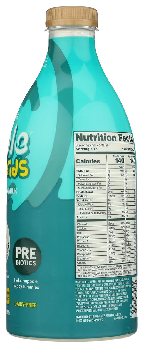 48 Oz Ripple Kids Non-Dairy Milk, Vegan, Original, Fl