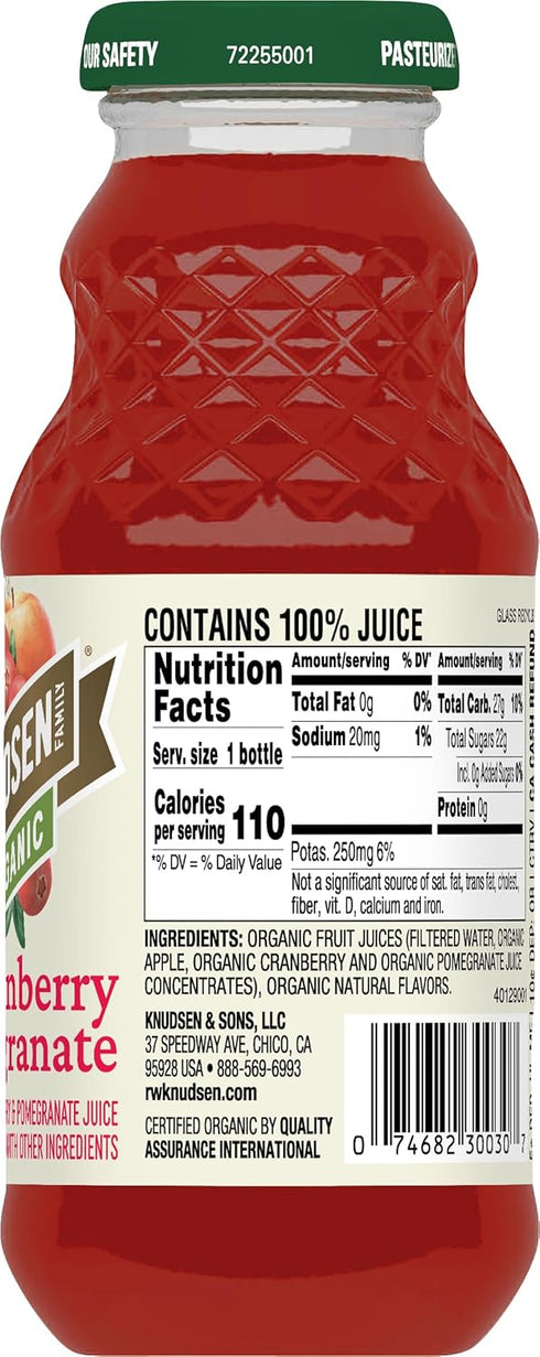 8 oz (12 Pack) R.W. Knudsen Organic Cranberry Pomegranate Juice, fl