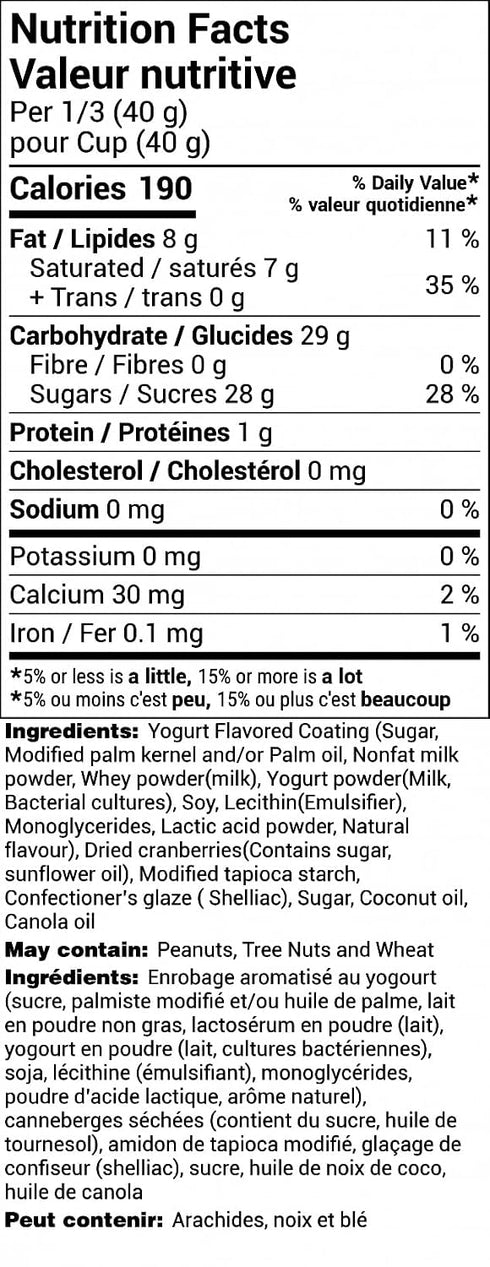 Generic 2.2 Lbs (1 Yogurt Covered Cranberries, Premium Dried Fruit Snack, Kg)