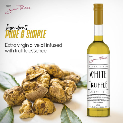 200ml (7oz) Chef Jean Pierre's Extra Virgin White Truffle Olive Oil - Glass Bottle - Naturally Infused with Sweet