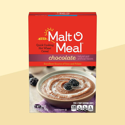 28 (Pack 4) Chocolate Malt-O-Meal, Quick Cooking Hot Breakfast Cereal, Ounce Box