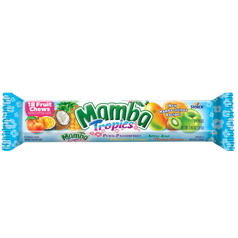 Mamba 18 (Pack 24) Tropics Fruit Chews Candy, Pieces