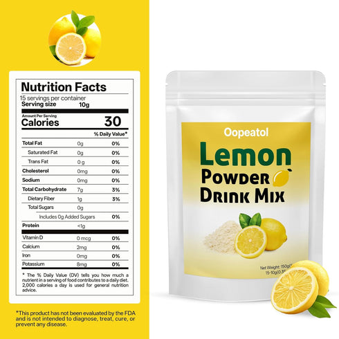 Lemon Powder Made from Real Lemons, Rich in Natural Vitamin C Lemon Juice Powder for Baking, Cooking & Drinks, Easy-Mix