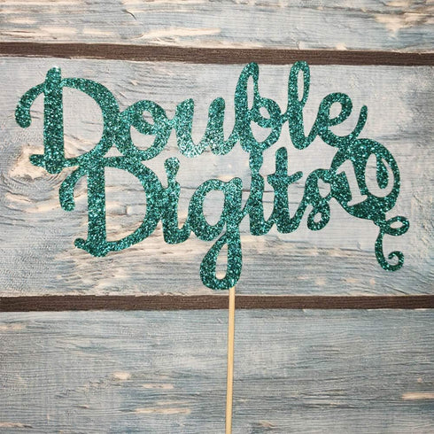 Double Digits Cake Topper for 10th Birthday Party, Green Decorations Supplies