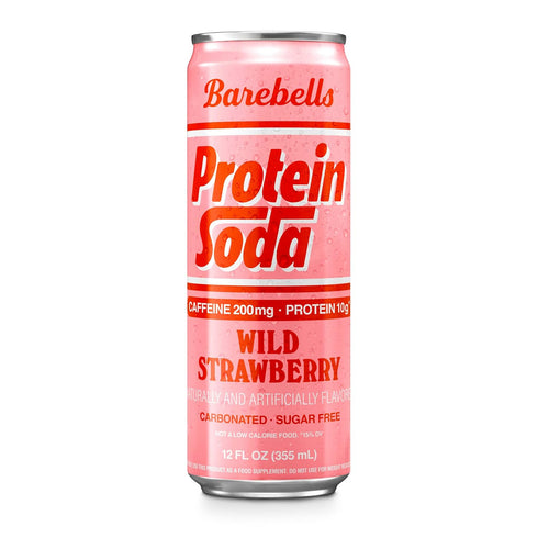 10g 200mg 12 oz Barebells Protein Soda Wild Strawberry, Protein, Caffeine, Sugar Free Energy Drink, fl