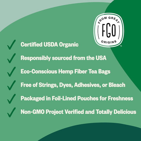FGO Organic Peppermint Tea, 100 Count Eco-Conscious Tea Bags, Caffeine Free, Packaging May Vary