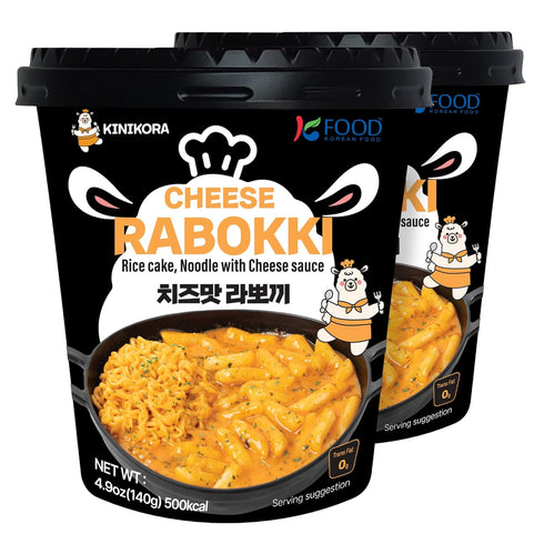 KINIKORA Premium Instant Rabokki Cup - Cheese Flavor, 2 Cups, Korean Ramen