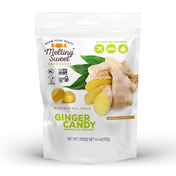 Melting Sweet Premium Individually Wrapped Ginger Hard Candy (4.4oz, Pack of 1)