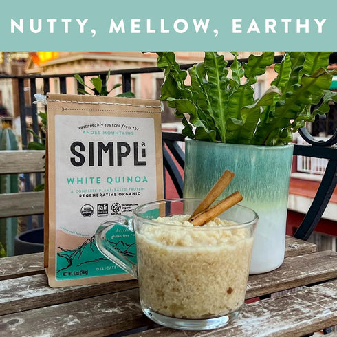 100% (2 Pack, 12 oz SIMPLi Regenerative Organic Certified Peruvian White Quinoa, Complete Plant-Based Protein, White