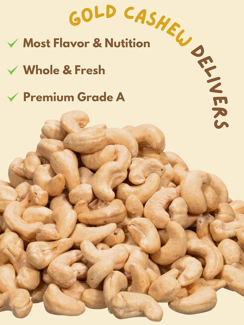 Gold Cashew 17.64 oz (Pack 1) (10 Cashews Roasted Lightly Salted - Snacks for Adults, Whole Nut (No Mixed), Oil Free