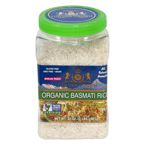Golden Crown Basmati Rice - 32 oz (2LB) Jar | Long Grain