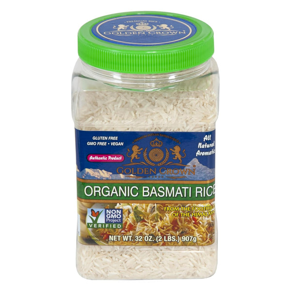 Golden Crown Basmati Rice - 32 oz (2LB) Jar | Long Grain