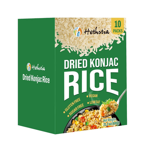 Hethstia Dried Shirataki Rice, Vegan Konjac Dry Rice, Diet-Friendly Instant Healthy Meal,