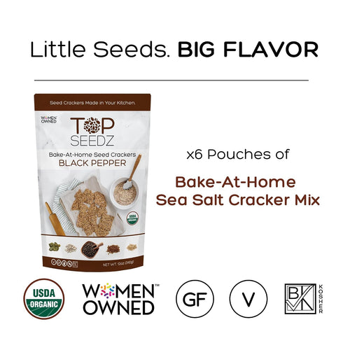 10 6-Pack Top Seedz BAKE-AT-HOME Mix | Black Pepper | Makes ounces of Crackers! |