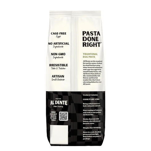 10oz (Pack 6) Al Dente Squid Ink Fettuccine All-Natural, Hand-Crafted Egg Pasta. Delicious and Versatile - Classic