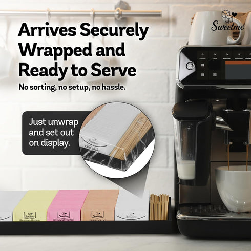 Packets 500 Pack Sweetmo Sugar for Coffee with Serving Tray + Stirrers Ct Kosher Variety Sweeteners with Cane Sugar
