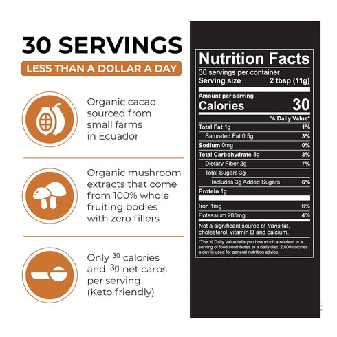5 (30 Inner Elevate Organic Mushroom Hot Chocolate - Ceremonial Cacao with Adaptogenic Mushrooms - Great as a Coffee